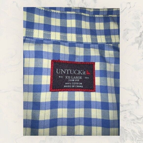 UNTUCKit Blue Yellow Long Sleeve Cotton Button Down Men’s Size XXL - Picture 5 of 6